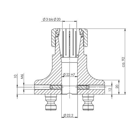 41032: Mandrino a pinza Preci•Point 52 (Disegno tecnico )