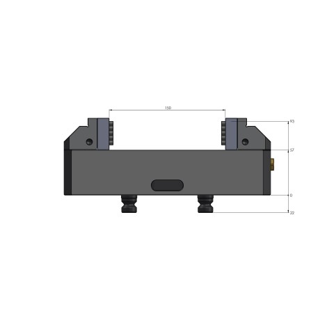 Technische Zeichnung 42152-125: Vario•Tec 125 Zentrierspanner Backenbreite 125 mm max. Spannbereich 150 mm