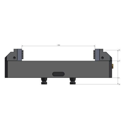 Technische Zeichnung 42252-125: Vario•Tec 125 Zentrierspanner Backenbreite 125 mm max. Spannbereich 250 mm