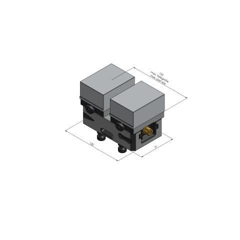 Technische Zeichnung 44120-77: Avanti 77 Konturspanner Backenbreite 77 mm max. Spannbereich 125 mm