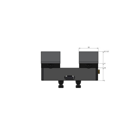 Technische Zeichnung 44160-77: Avanti 77 Konturspanner Backenbreite 77 mm max. Spannbereich 165 mm