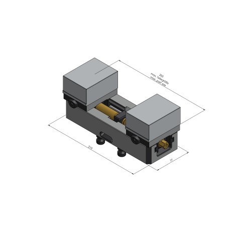 Technische Zeichnung 44200-77: Avanti 77 Konturspanner Backenbreite 77 mm max. Spannbereich 205 mm