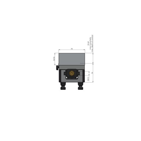 Technische Zeichnung 44200-77: Avanti 77 Konturspanner Backenbreite 77 mm max. Spannbereich 205 mm