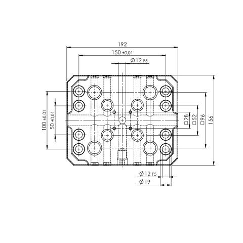 45448: Combo Grid Plate Quick•Point® 52/96 (Technical drawing )