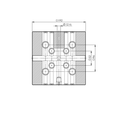 Technische Zeichnung 45748: Quick•Point® 52/96 Kombi-Rasterplatte 192 x 192 x 27 mm ohne Befestigungsbohrungen