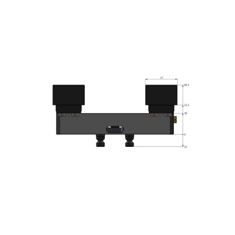 Technische Zeichnung 49120-77: Profilo 77 Konturspanner Backenbreite 112 mm max. Spannbereich 210 mm