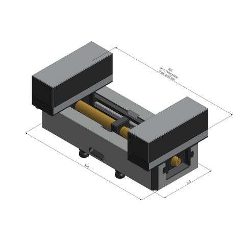 Technische Zeichnung 49200-125: Profilo 125 Konturspanner Backenbreite 160 mm max. Spannbereich 305 mm