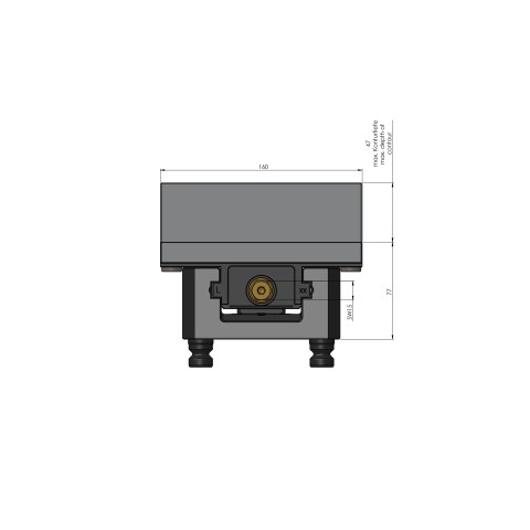 Technische Zeichnung 49250-125: Profilo 125 Konturspanner Backenbreite 160 mm max. Spannbereich 355 mm