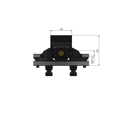 Technische Zeichnung 61085-46: Makro•Grip® 77 HAUBEX 5-Achs-Spanner Backenbreite 46 mm Spannbereich 0 - 80 mm