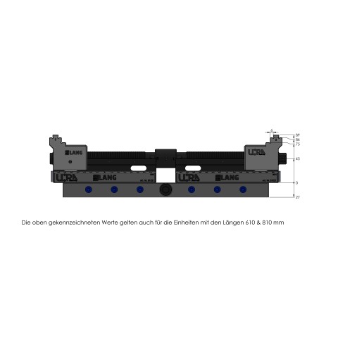 Technische Zeichnung 81600: Makro•Grip® Ultra Basis-Set Höhe 45 mm, Spannbereich 40 - 610 mm