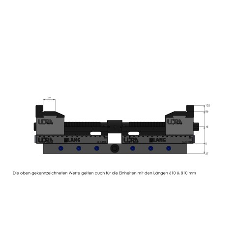 Technische Zeichnung 81400: Makro•Grip® Ultra Basis-Set Höhe 45 mm, Spannbereich 40 - 410 mm