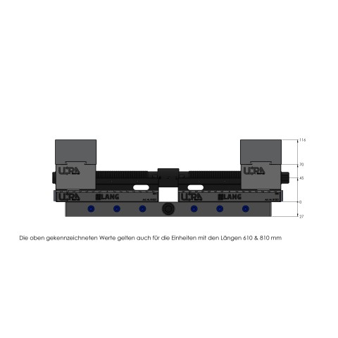 Technische Zeichnung 81600: Makro•Grip® Ultra Basis-Set Höhe 45 mm, Spannbereich 40 - 610 mm