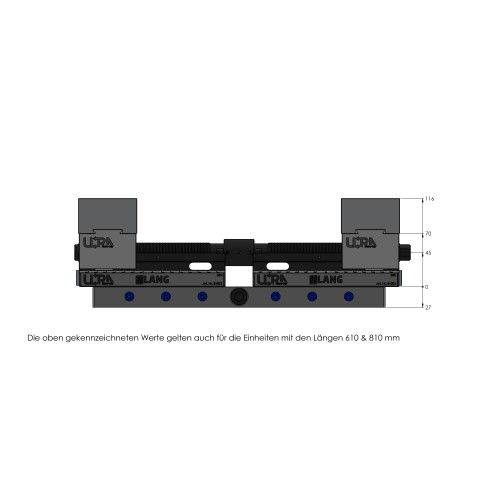 Technische Zeichnung 81800: Makro•Grip® Ultra Basis-Set Höhe 45 mm, Spannbereich 40 - 810 mm