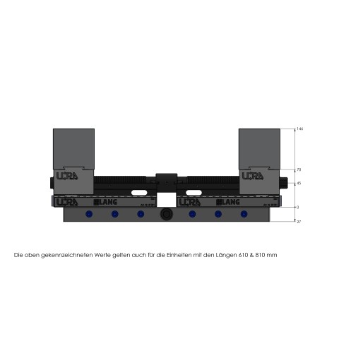 Technische Zeichnung 81600: Makro•Grip® Ultra Basis-Set Höhe 45 mm, Spannbereich 40 - 610 mm