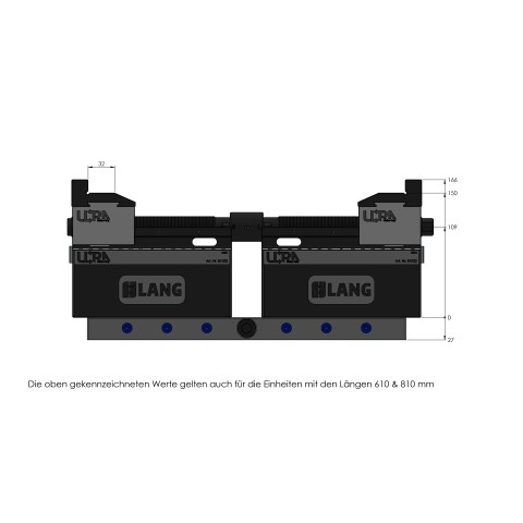 Technische Zeichnung 81415: Makro•Grip® Ultra Basis-Set Höhe 109 mm, Spannbereich 40 - 410 mm