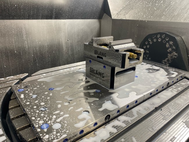 5-axis vise held securely in a zero point clamping system from workholding expert LANG