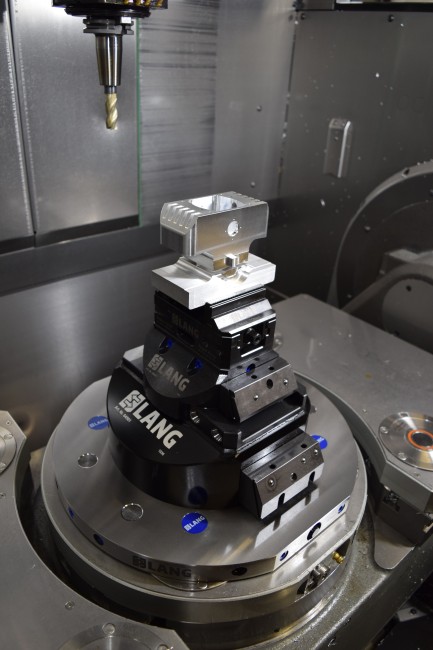 5 axis vise clamped in a zero point riser from workholding expert LANG