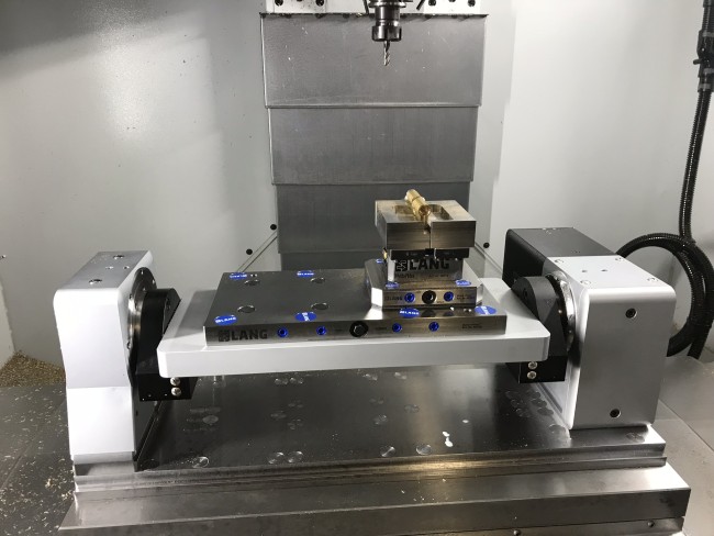 Profilo profile clamping vise clamped in a zero point riser from LANG Technik