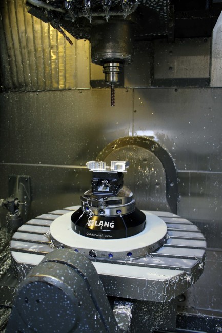 5 axis vise held securely in a zero point plate from workholding expert LANG